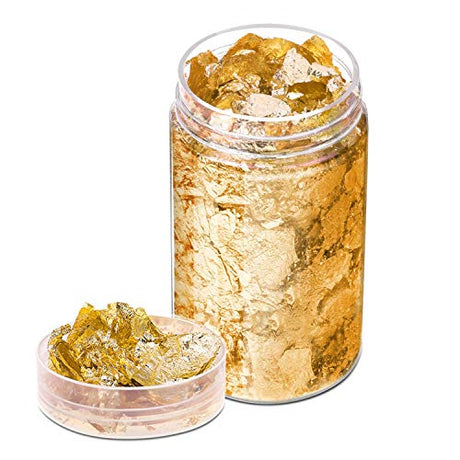 Gold Flakes for Resin, Paxcoo 15 Grams Gold Foil for Nails, Gold Foil Flakes Imitation Gold Leaf for Jewelry Resin, Nails and Jewelry Making PAXCOO