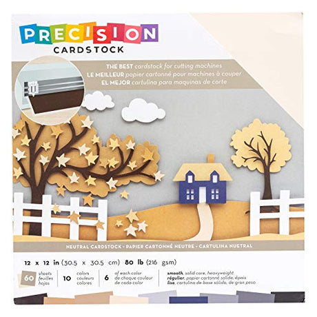 American Crafts Precision Cardstock Pack-12x12, 60 Package- Neutral American Crafts