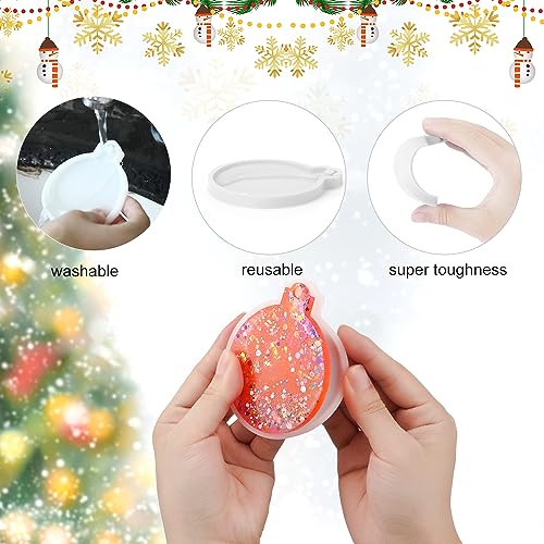 6pcs Christmas Resin Molds Silicone, 3 Designs Soft Christmas Pendant Mold with Hole Christmas Ornament Resin Molds for DIY Crafts Jewelry Making BOXOB