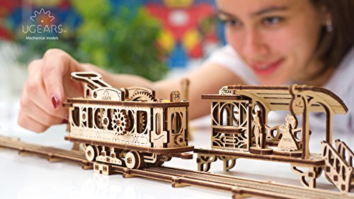 UGears Mechanical Town Series Tram Line Mechanical Wooden Model Kit 3D Puzzle Assembly UGEARS