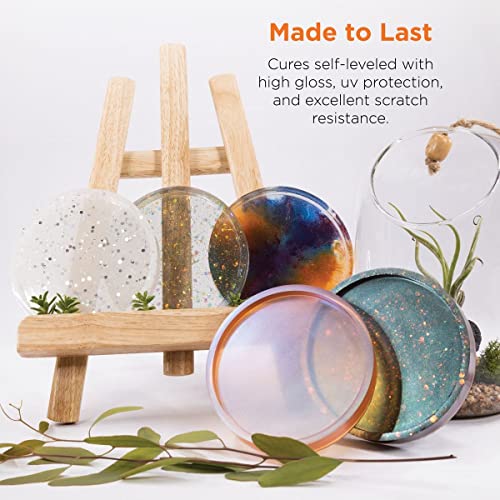 Epoxy Resin and Hardener 16 oz Kit, Crystal Clear, Glossy, UV Resistant, for DIY Art Crafts, Jewelry, Cast Coating Wood, Easy Cast Resin, Molds with Rolio