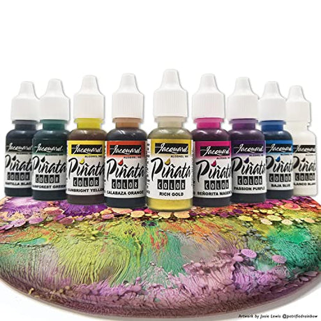 Jacquard Alcohol Ink Set - Pinata Color Exciter Pack - Highly Saturated - Acid-Free - 9 Assorted Colors Half Ounce Jacquard