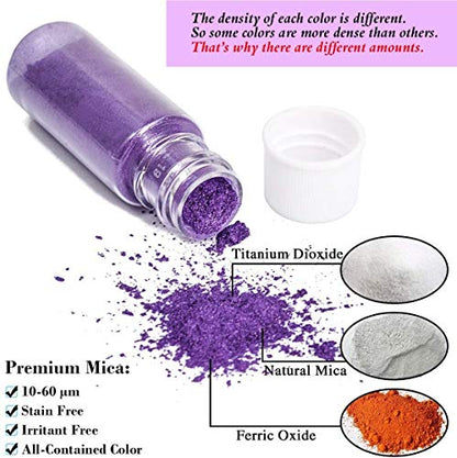 SEISSO 32 Colors Mica Powder, Mica Pigments Shimmery Powder in Jars, Epoxy Resin for Bath Bomb, Lip Gloss, Soap Making Supplies Powder Pigments for
