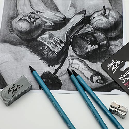 MONT MARTE Woodless Charcoal Pencils, 3 Piece. Features 3 Grades Of Charcoal Including Soft, Medium and Hard. MONT MARTE
