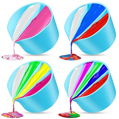 Split Cups for Paint Pouring 4 Pcs Silicone Paint Pour Cup with 2-5 Channels Dividers Pour Painting Supplies Painting Tools Silicone Cups for Resin