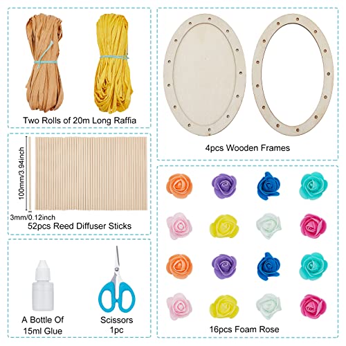 WEBEEDY 4 Pcs Basket Weaving Kits Woden Rattan Basket Making Kit Basket Weaving Supplies for Adults Raffia Crafts Projects WEBEEDY