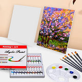 Falling in Art 34 Pieces Acrylic Paint Set - Canvas Painting Kit with 26 Acrylic Paints, Nylon Brushes, Plastic Palette, Mixing Knife for Kids, Falling in Art