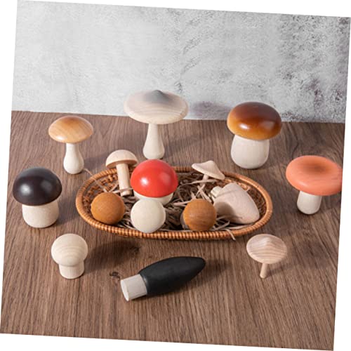 Kisangel 1 Set Simulation Mushroom Game Miniature Toys Micro Toys Miniture Decoration Mini Mushroom Model Natural Wooden Mushroom Unfinished Wood Kisangel