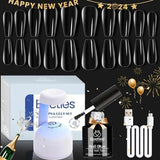 Beetles Gel Nail Kit Easy Nail Extension Set With 500Pcs Medium Coffin Shaped Tips 5 in 1 Nail Glue Base Gel and Innovative Led Lamp Easy Funny Diy beetles Gel Polish