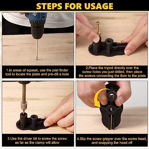 Dreyoo Squeaky Floor Repair Kit, Squeak No More Kit Eliminates Floor Squeak Fit Most Carpet Hardwood Floors, 3233 Woodworking Project Kits Use for Dreyoo