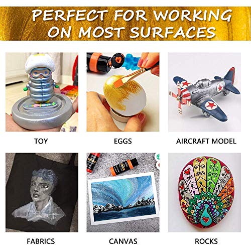 Shuttle Art Acrylic Paint Bundle, Set for 36 Colors Acrylic Paint in Bottles (60ml/2oz) + 20 Colors Metallic Acrylic Paint (60ml/2oz) Shuttle Art