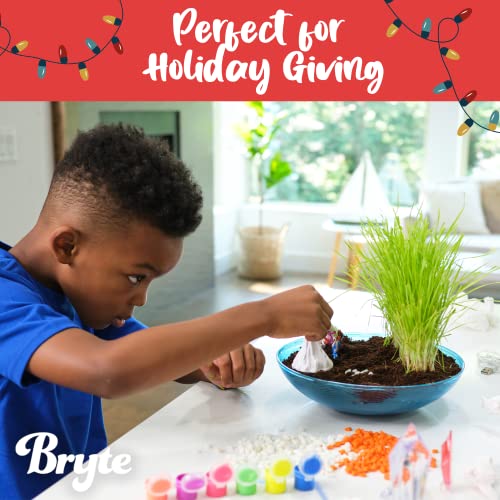 Bryte Dinosaur Light Up Terrarium Kit for Kids | Create a Dino Habitat with Real Plants, Figurines, Volcano & LED Lights | DIY Science Kit, STEM BRYTE