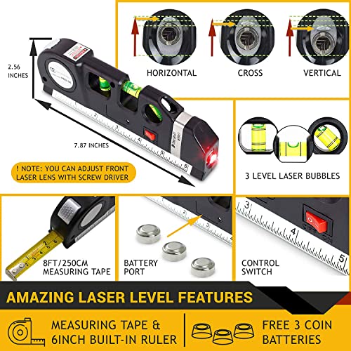 Ofircreation Stud Finder & Multifunction Device (Laser Level line, Leveler, Metric Ruler) - Stud Finder Wall Scanner With Laser Level Can Be Used as OFIRCREATION