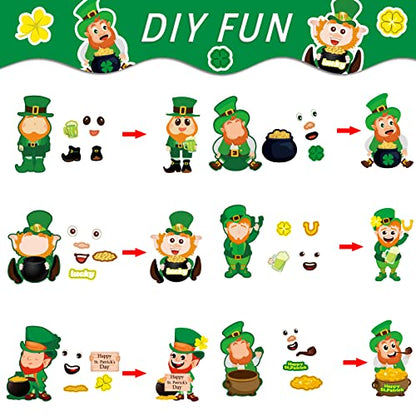 chiazllta 30 Packs St. Patrick's Day Craft Kits DIY Leprechauns Art Craft for Preschool Kids, St. Patrick’s Day Make Your Own Leprechauns Paper Craft