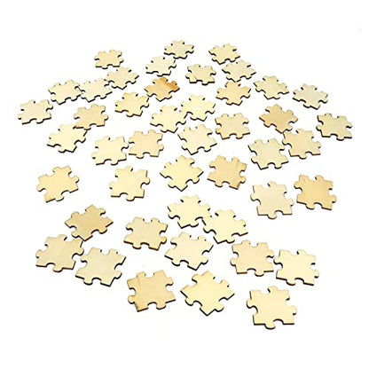 Honbay 100PCS Unfinished Wooden Blank Puzzle Pieces Mini Wood Jigsaw Puzzles for Crafts Arts and Card Making