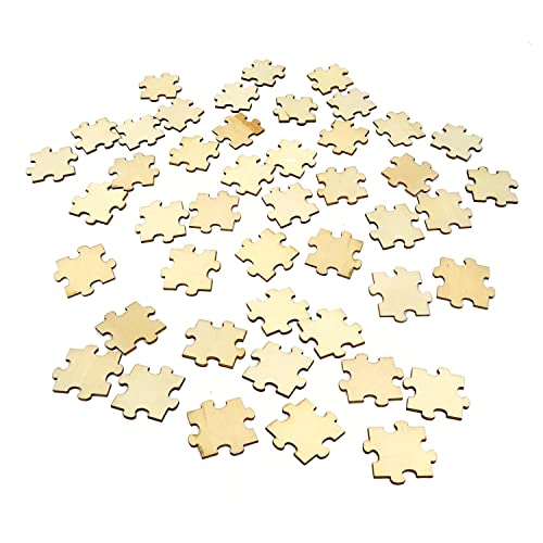 Honbay 100PCS Unfinished Wooden Blank Puzzle Pieces Mini Wood Jigsaw Puzzles for Crafts Arts and Card Making - WoodArtSupply