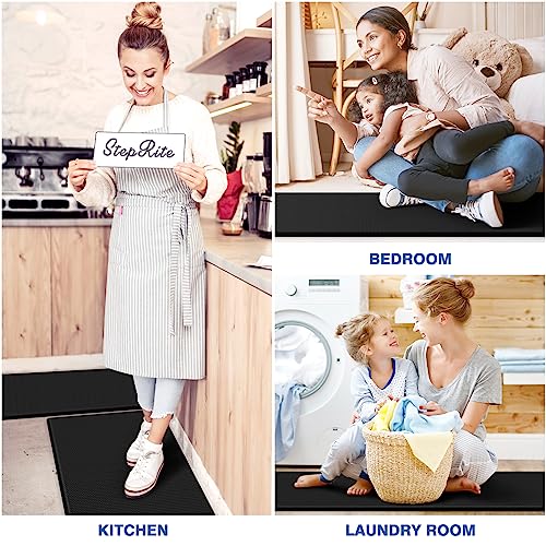 StepRite Kitchen Mats, 2PCS Kitchen Rugs, Cushioned Anti Fatigue Kitchen Mats for Floor, Non-Slip Standing Desk Mat, Waterproof Kitchen Rug Set for StepRite