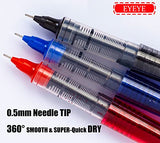 EYEYE Liquid Ink Roller Ball Pens Fine Point, 4 Blue 8 Black 4 Red 16 Pcs Extra Fine Rollering Pen, 0.5mm Needle Nib, Free Ink Roller, Rollerball EYEYE