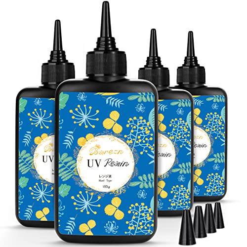 Bsrezn 400g UV Resin Hard, Crystal Clear UV Cure Epoxy Resin Kit Premixed Resina UV Transparent Solar Activated Glue for Jewelry Making Fast Curing Bsrezn