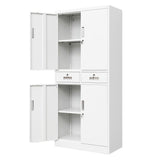 CJF Metal Storage Cabinet with Adjustable Shelves and Drawers, Locking Pantry Storage Cabinet for Office, Garage, Home, School, Utility (White) CJF