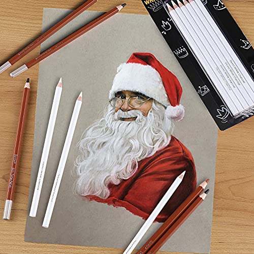 Dyvicl White Charcoal Pencils Drawing Set, 6 Pcs Sketch Highlight Pencil Hard Charcoal White Pencils for Drawing, Sketching, Shading, Blending Dyvicl