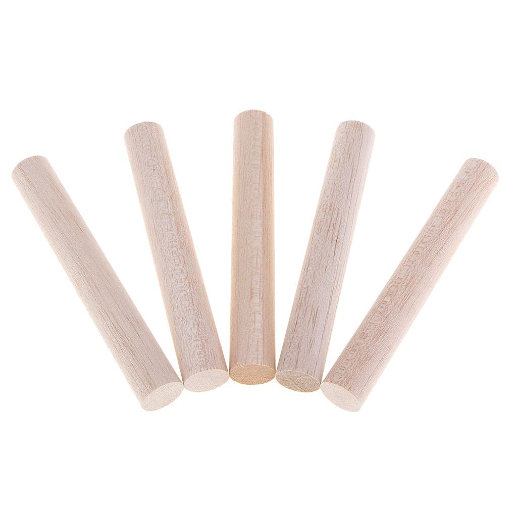 Baosity B Assorted Sizes Round Balsa Rods Unfinished Woodcraft Stick Dowel Rod for Kindergarten Handmade Craft Model Making Accessories, 5 Pieces Baosity