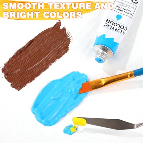 2 Pack Acrylic Paint Set 12 Colors,20 Paint Brushes,24 Paints for Adults,Kids,Beginner,Professional Artists,Non-Toxic Craft Paint kit for ESRICH