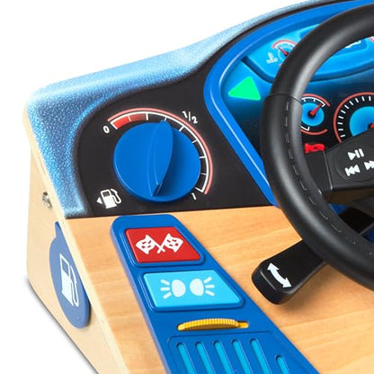 Melissa & Doug Vroom & Zoom Interactive Wooden Dashboard Steering Wheel Pretend Play Driving Toy - Kids Activity Board, Toddler Sensory Toys For Ages - WoodArtSupply