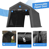 ADVANCE OUTDOOR 8X14 ft Steel Metal Peak Roof Anti-Snow Portable Garage Shelter Storage Shed Carport for Motorcycle Bike or Garden Tools with 2 Roll ADVANCE OUTDOOR