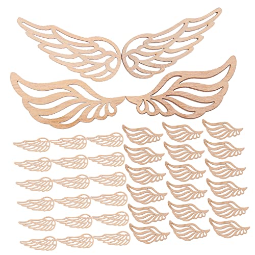 SEWACC Wedding Decorations 100pcs Angel Wings Wood Piece Wood Crafts for Blank Woon Signs Blank Labels Angel Wing Ornaments Angel Wings Cutouts SEWACC