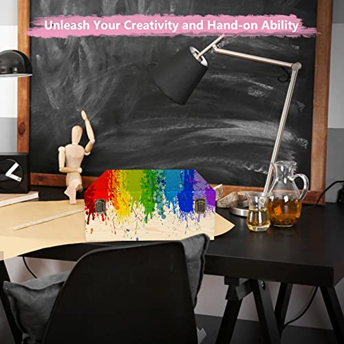 DAJAVE Unfinished Wooden Box, Large Wooden Box with Hinged Lid and Front Clasp, Pine Wood Box DIY Craft Stash Boxes for Arts Hobbies and Home DAJAVE