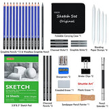 Shuttle Art Sketching and Drawing Pencils Set, 37-Piece Professional Sketch Pencils Set in Zipper Carry Case, Drawing Kit Art Supplies with Graphite Shuttle Art