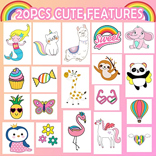 Unicorn Wooden Stamp and Sticker Set for Girls, Unicorn, Mermaid, Panda, Alpaca, Sloth, Cats, Rainbow, Butterfly Stamps, Activity Craft Set for Girls YOYTOO