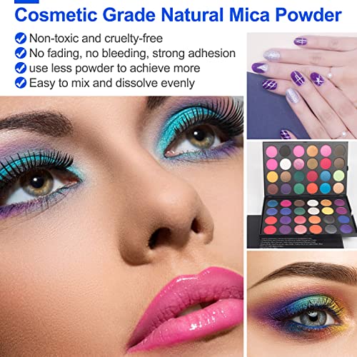 CHANGTIKEJI Mica Powder ，100 Colors - 10g/Bottle of Natural Pigment for Epoxy Resin，Lip Gloss，Eye Shadow,Car Freshies,Dye,Soap Making,Nail - WoodArtSupply