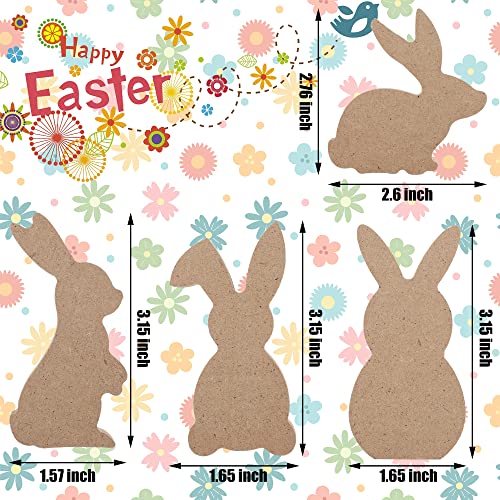 12 Pcs Easter Bunny Wood Signs Unfinished Rabbit Wood Blocks Mini Wooden Table Signs Easter Bunny Wooden Cutout for Easter Spring DIY Crafts Table