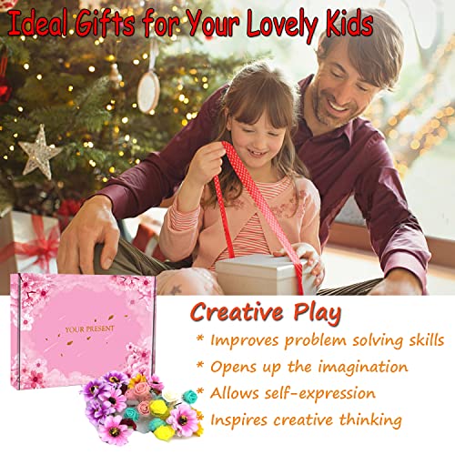 WUBOMJIO Flower Crowns Craft Kit, Make Your Own 12 PCs Flower Crowns Garland Handmade Arts and Crafts for Kids, DIY Fairy Flower Headbands and WUBOMJIO