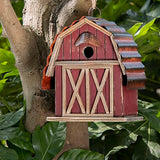Glitzhome 10.25" H Hanging Birdhouse Rustic Wooden Barn Garden Bird House for Outdoor glitzhome