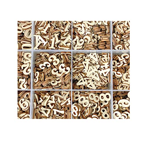 Cregugua 1692 Pieces 15mm Mini Wooden Numbers 9/16 inch Tiny Unfinished Wood Numbers 0-9 for DIY Scrapbooking Crafts - WoodArtSupply