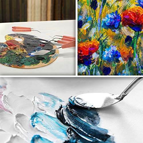 U.S. Art Supply 18-Piece Artist Stainless Steel Palette Knife Set - Wood Hande Flexible Spatula Painting Knives for Color Mixing Spreading, Applying US Art Supply