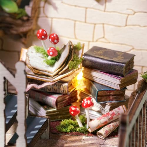 CUTEBEE DIY Dollhouse Miniature Kit, DIY Wooden Dollhouse Kit Miniature House Kit Tiny House Kit, Creative Room Idea (Magic House) CUTEBEE