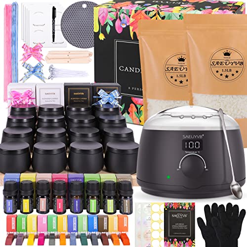 SAEUYVB Candle Making Kit for Adults with Hot Plate, DIY Starter Soy Candle Making Supplies/Kit - Perfect as Home Decorations（Black） SAEUYVB
