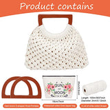 WEBEEDY Macrame Bag DIY Kit for Adults Macrame Kit for Beginners Macrame Purse DIY Kit for Women/Girl Macrame Handbag with Wooden Handle Hobbies WEBEEDY