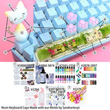 Keycaps Epoxy Resin Casting Molds Set for Mechanical Gaming Keyboard Polymer Clay Crafts 6 Silicone Trays with Key Puller FUNSHOWCASE