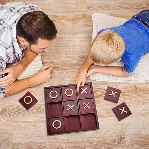Juvale 9.5-inch Wooden Tic Tac Toe Game, Decorative Coffee Table Games for Kids, Family and Adults Juvale