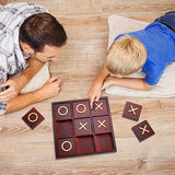 Juvale 9.5-inch Wooden Tic Tac Toe Game, Decorative Coffee Table Games for Kids, Family and Adults Juvale