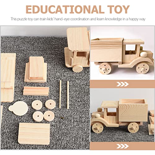 Kisangel Christmas Decorations 2 Sets Wooden Car Model 3D Unfinished Puzzles Build Car Kit Science Experiments Educational Building Table Art