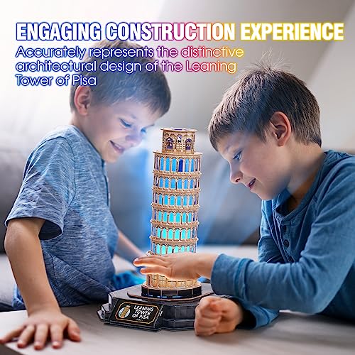 CubicFun 3D Puzzle LED Leaning Tower of Pisa with Colorful Lights