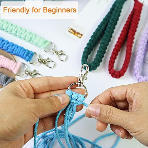 Adult DIY Craft Keychain Making Kit Boho Macrame Keychain Kit Includes Key Rings Precut Macrame Cord Instructions to Make Cute Keychains and Lanyards Ewparts