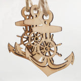 50 pcs Anchor Rudder Wooden Cutouts for Crafts, Unfinished Wood Ornaments DIY Wood Slices with Holes for Ocean Themed Party Kids Crafts Scrapbooking SSYHQAX