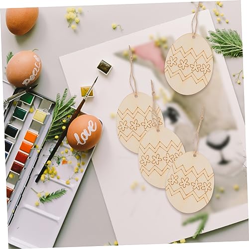 VOSAREA 60pcs Easter Egg Wooden Pendant Unfinished Easter Egg Cutout Eggs Wooden Slices Wood Easter Egg Ornaments Unfinished Wood Cutout to Easter VOSAREA